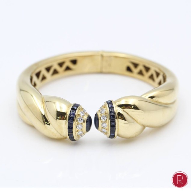 Brazalete de oro con diamantes y...