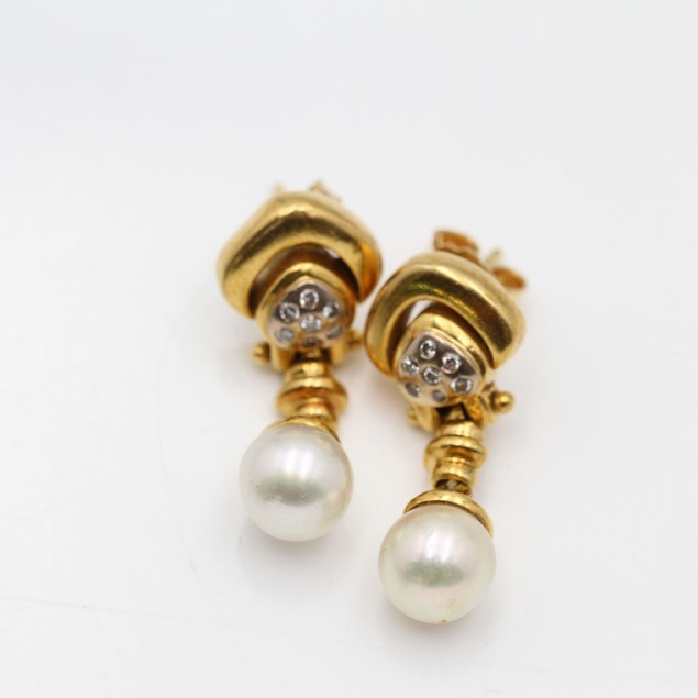 Pendientes de oro con perlas y...
