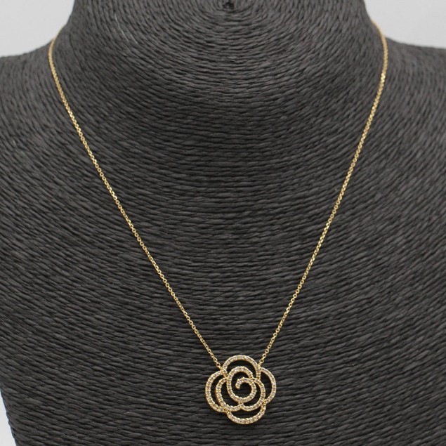 Collar flor de oro con circonitas de...