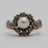 Anell estil vintage d'or amb perla i diamants