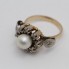 Anell estil vintage d'or amb perla i diamants