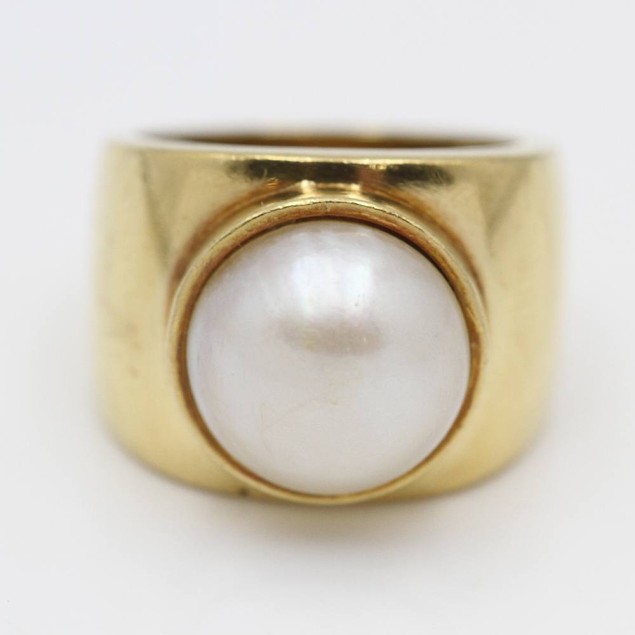 Anillo TOUS de oro con perla de...