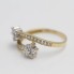 Anillo cruzado flores de oro con circonitas de segunda mano