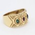 Anillo de oro con rubí, esmeralda, zafiro y circonitas