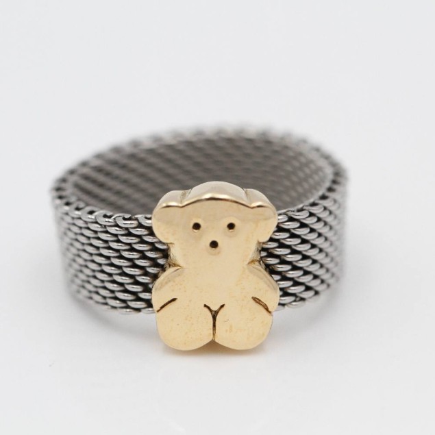 Anillo TOUS MESH de acero y oro de...
