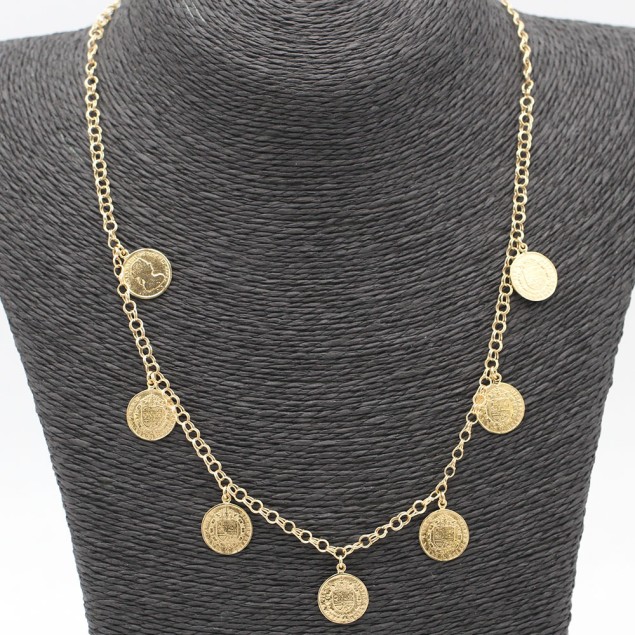 Collar húngaro monedas semi hueco de...
