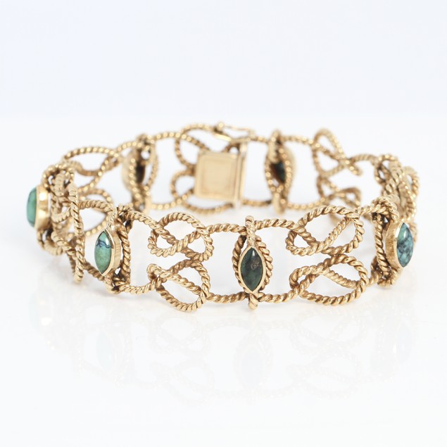 Pulsera nudos de oro con turquesas de...