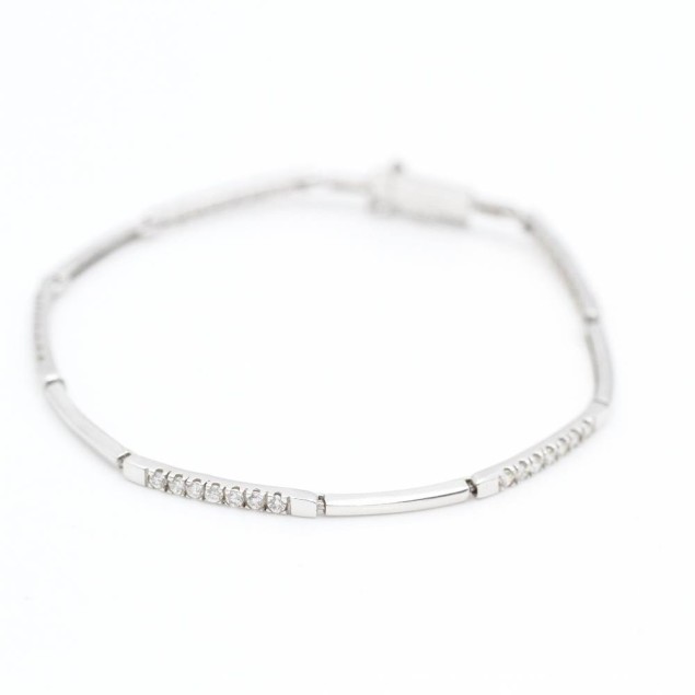 Pulsera de oro blanco con circonitas...