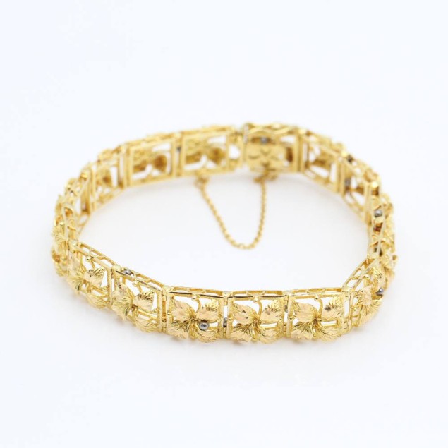 Pulsera motivos vegetales de oro de...