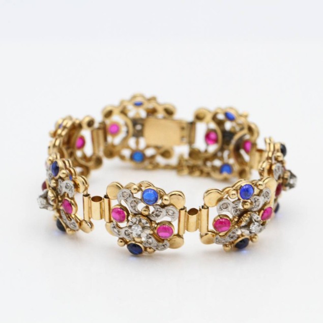 Pulsera estilo vintage de oro con...