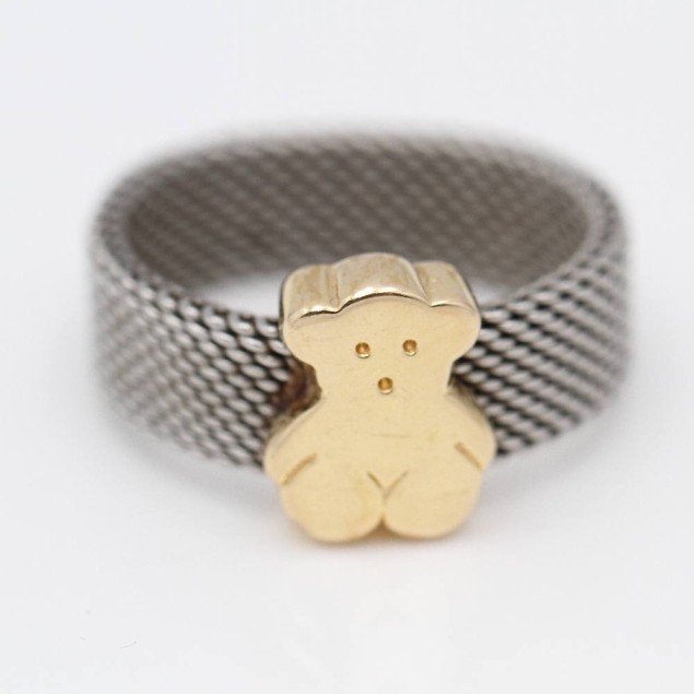 Anillo TOUS MESH de acero y oro de...