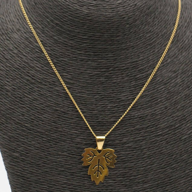 Cadena con colgante hoja de oro de...