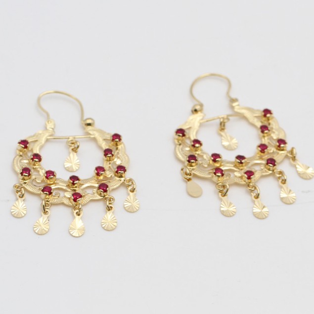 Pendientes estilo popular de oro con...