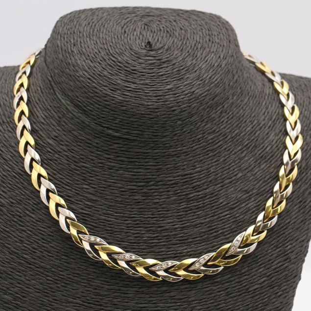 Sur oeste reflejar estudio Comprar Collar espiga de oro bicolor con diamantes de segunda mano E354536