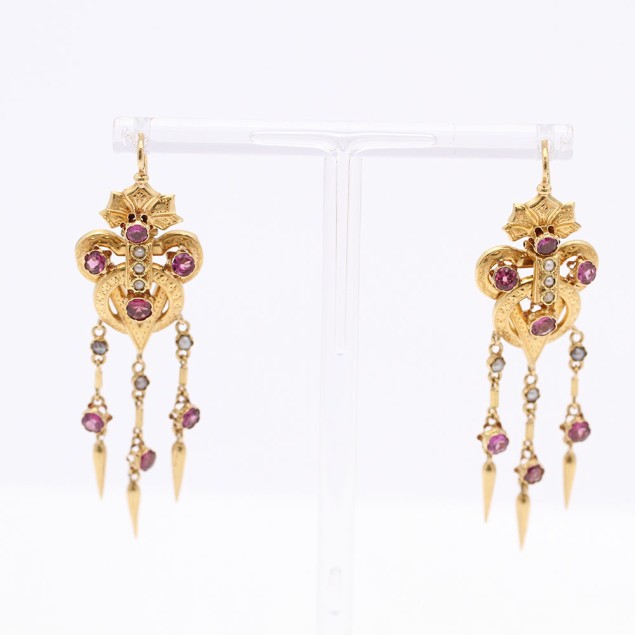 Pendientes estilo vintage de oro con...