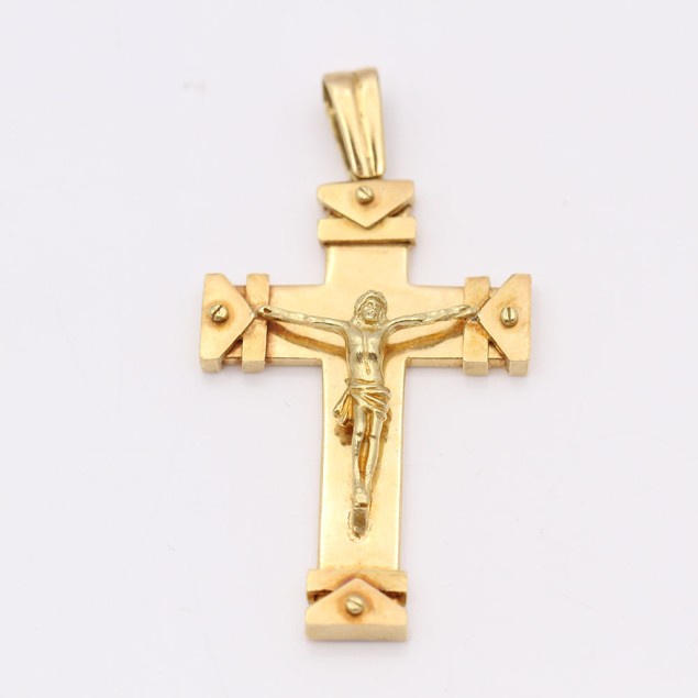 Colgante cruz con Cristo de oro de...
