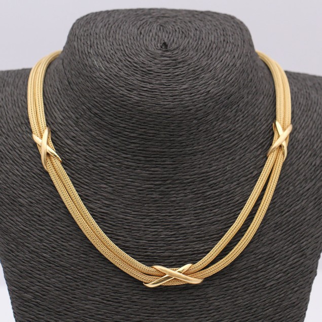 Collar malla con eslabones X de oro...