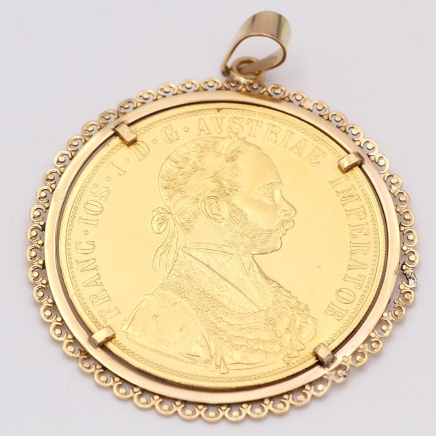 Colgante moneda de oro 22k de segunda...