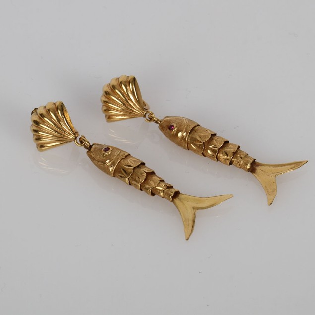 Pendientes pescados de oro con...