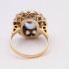 Anillo rosetón estilo vintage de oro con topacio y diamantes