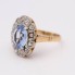 Anillo rosetón estilo vintage de oro con topacio y diamantes