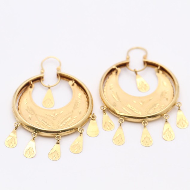 Pendientes pandereta de oro de...