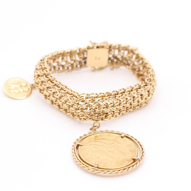 Pulsera húngara con moneda de oro de...