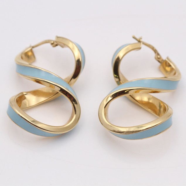 Aros tipo 8 de oro con esmalte de...