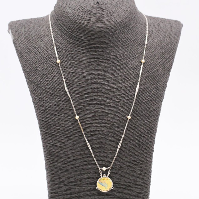 Collar moneda de oro con diamantes y...