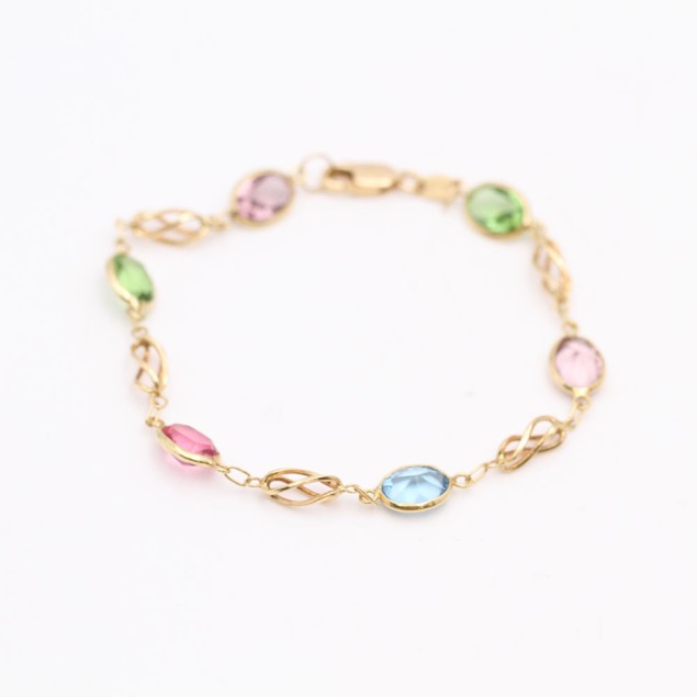 Pulsera de oro con circonitas de...