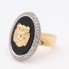 Anillo león de oro con ónix y circonitas de segunda mano