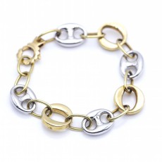 Bracelet femme design grain de café en or bicolore. Neuf