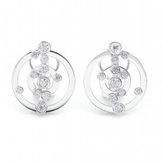 Boucles d\'oreilles ADAGIO en or blanc et brillant. Nouveaux bijoux.