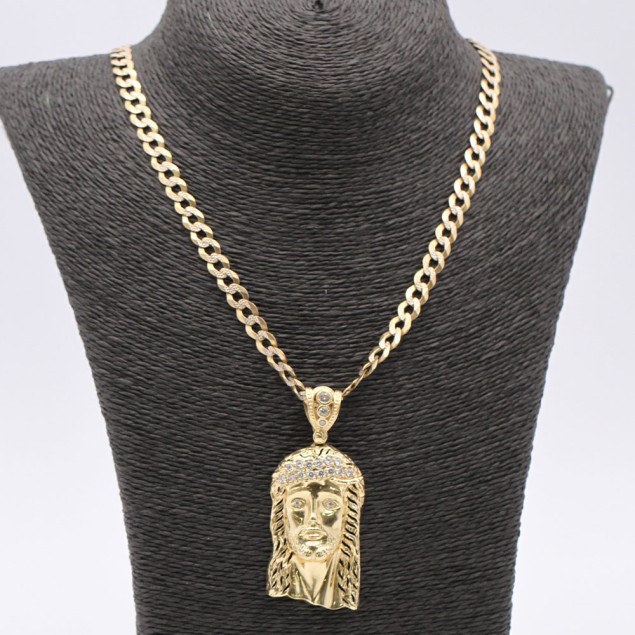 Cadena con colgante cristo de oro 14k...