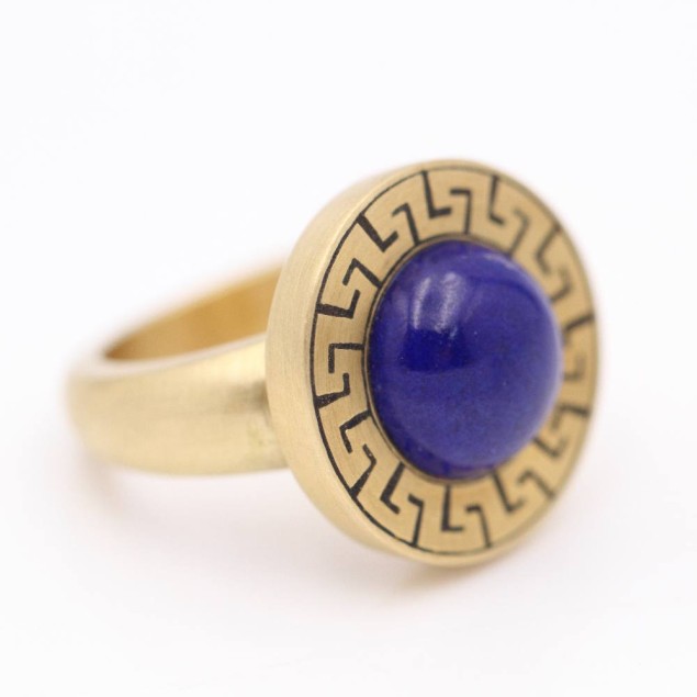 Bague AZTECA en or avec Lapis Lazuli....