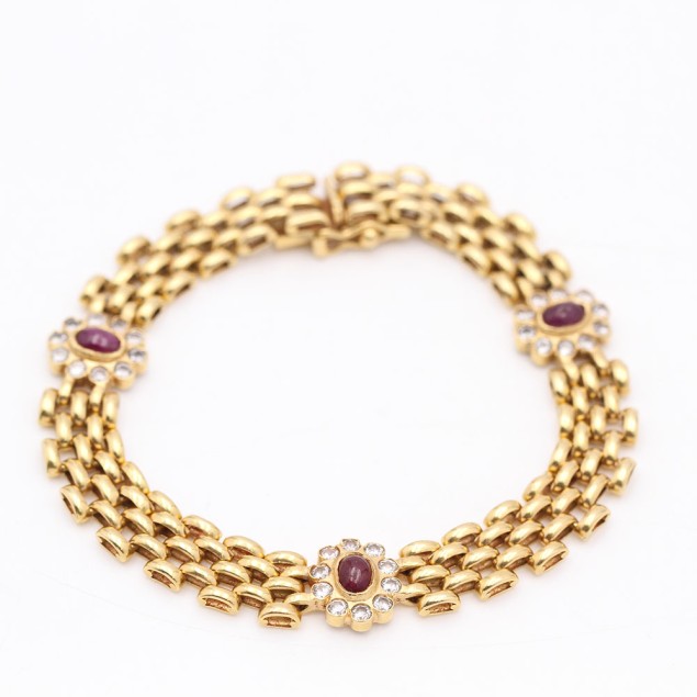 Pulsera panthere de oro con rubíes y...