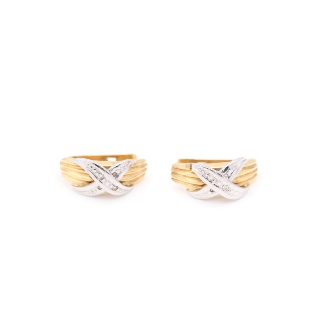 Pendientes X de oro bicolor con...