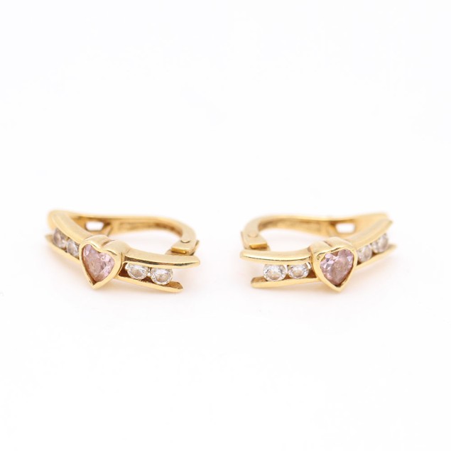 Pendientes de oro con circonitas de...