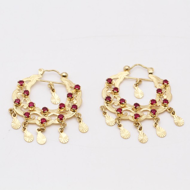Pendientes estilo popular de oro con...