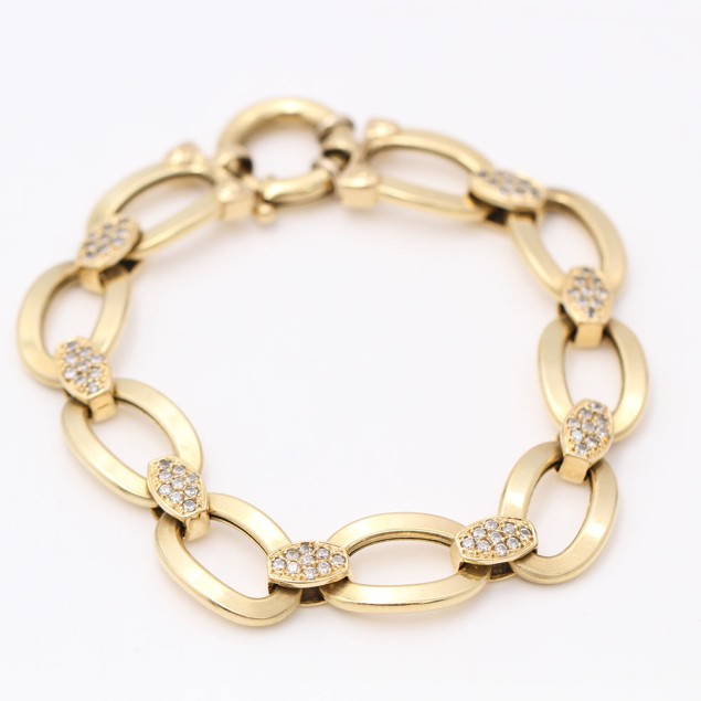 Bracelet ovale en or d'occasion avec...