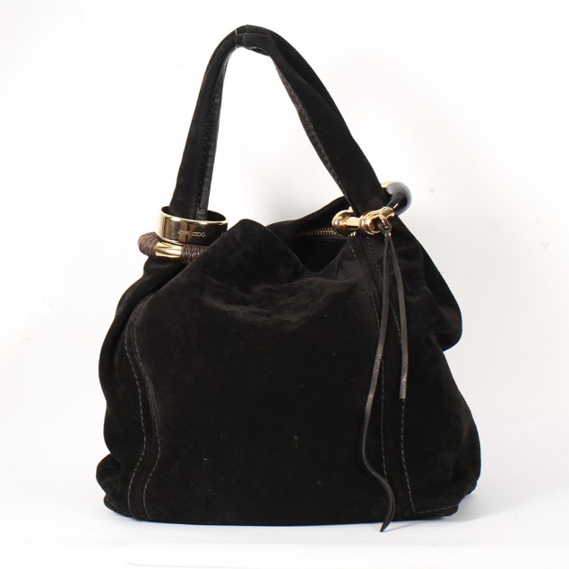 JIMMY CHOO Sac hobo Saba en daim noir