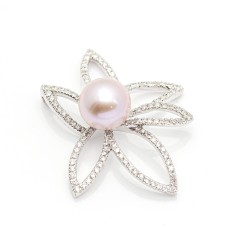 Pendentif fleur et perle en or. Neuf