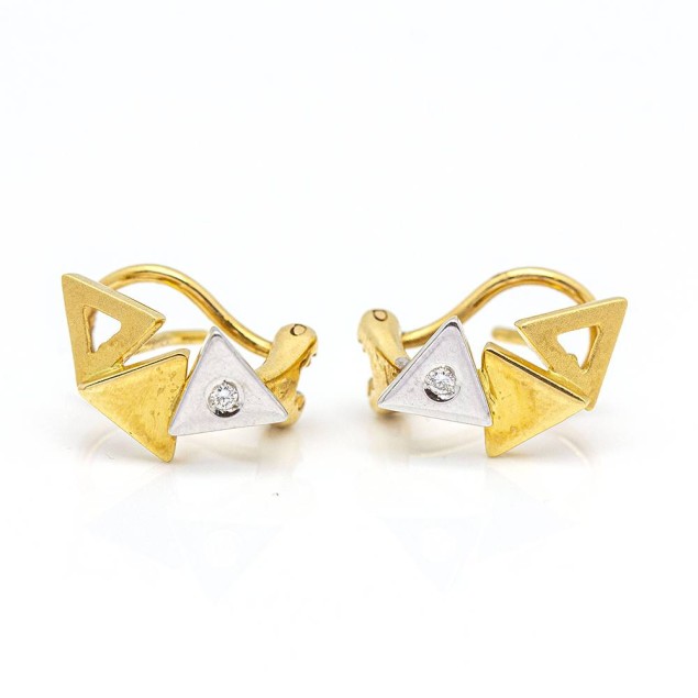 Boucles d'oreilles triangle, or et...