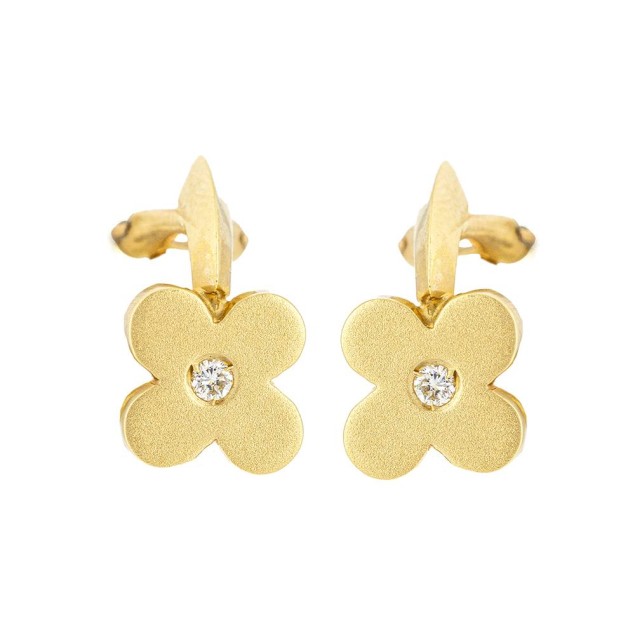 Boucles d'oreilles FLEUR en or et...