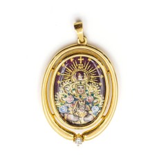 Médaille en or et émail de la Vierge Montserrat. Neuve