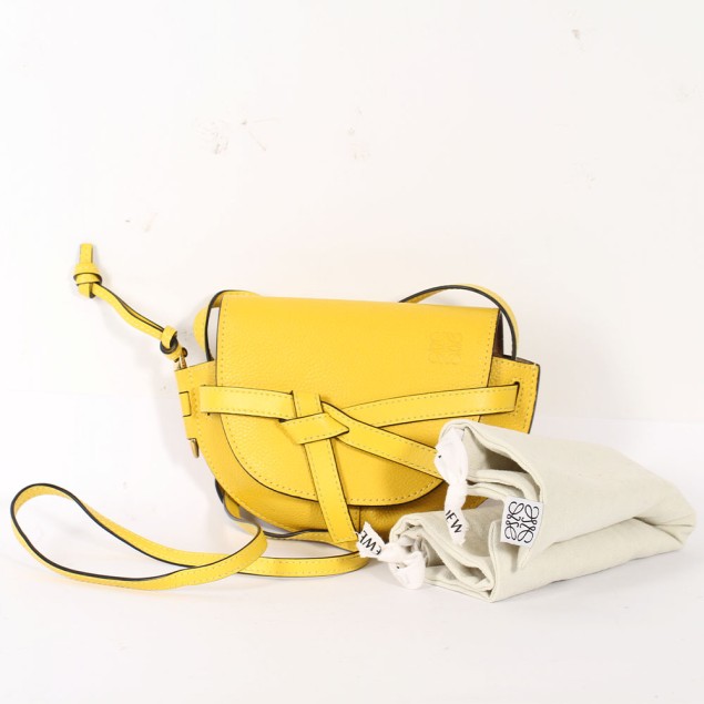 Sac en cuir jaune Loewe Gate