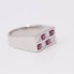 Bague damier en or 18k avec diamants et rubis seconde main