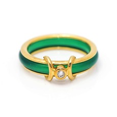 Anillo de Oro con Agata y Diamante.2nda mano. SÓLO 2 PLAZOS.