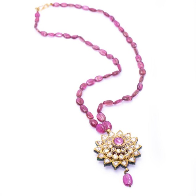 Collier BANGLADESH Rubelite et...