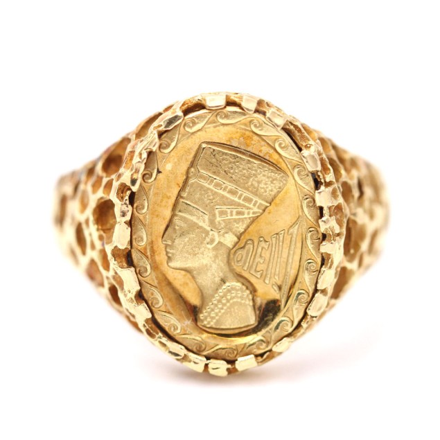 Segell egipci texturitzat d'or 18k de...